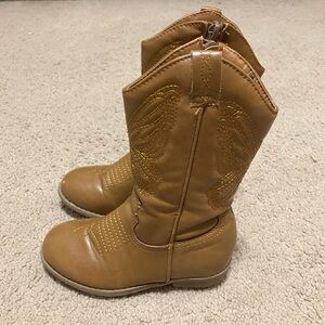 Steve Madden Boots Girls Sz 8 Tan Cognac Butterfly Stitch Zip up Western Cowgirl